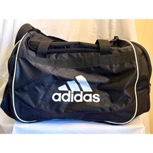 Adidas Duffel Bag Black White Gym Travel Sport Carryall with Shoulder Strap